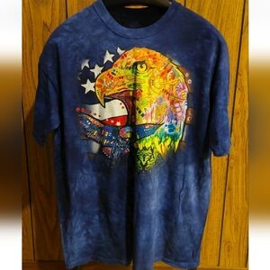 Blue Graphic Eagle T-Shirt By The Mountain Tye Dye Xl Abstract Design